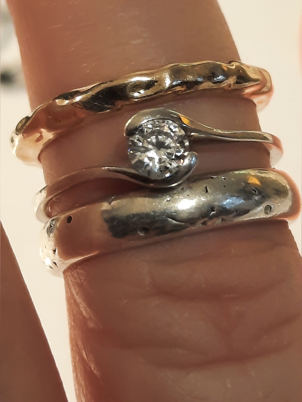 Sterling Silver CZ Stacking Ring Set - Silver And Gold